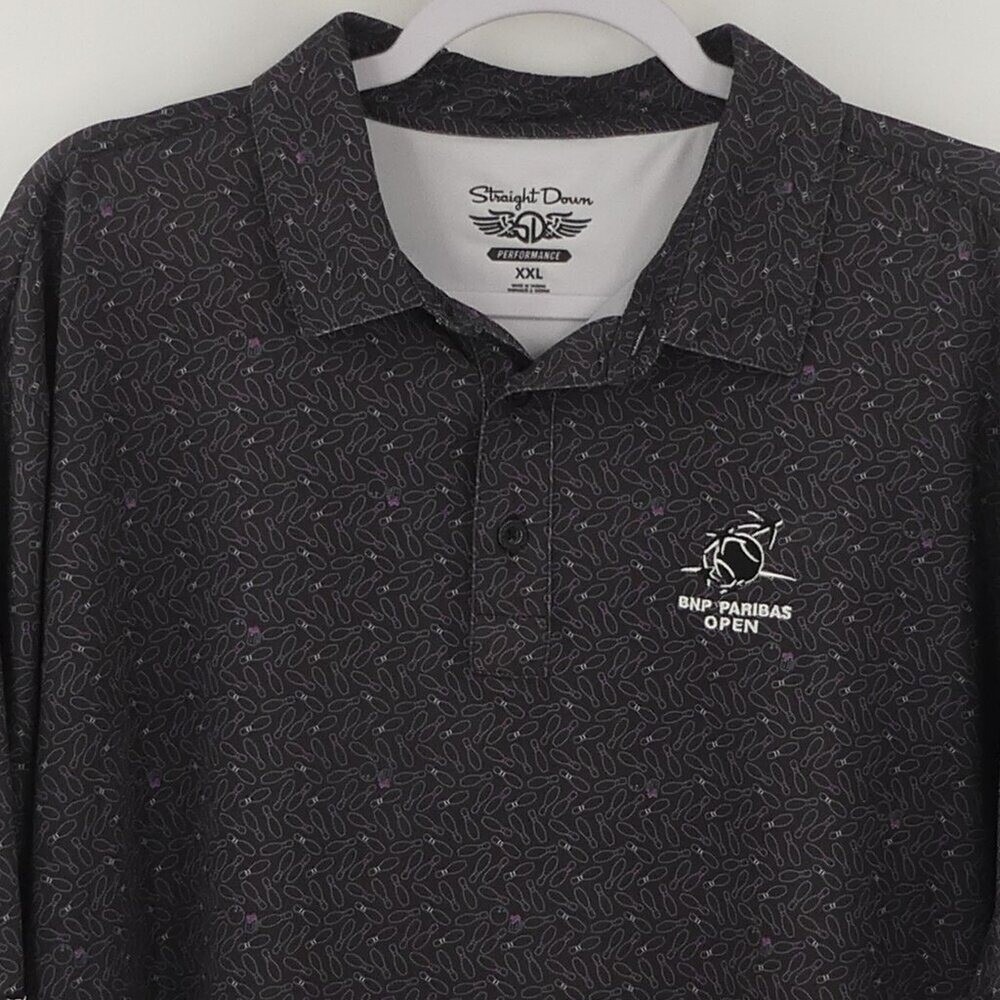 Straight Down Performance Men's XXL Polo Shirt Bowling Pin Print AOP